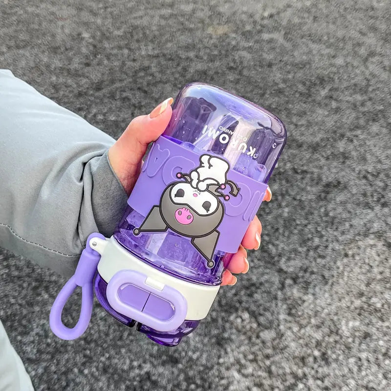 Dual drink plastic water bottle, leakproof, portable and reusable with straw-lid - perfect holiday gift.