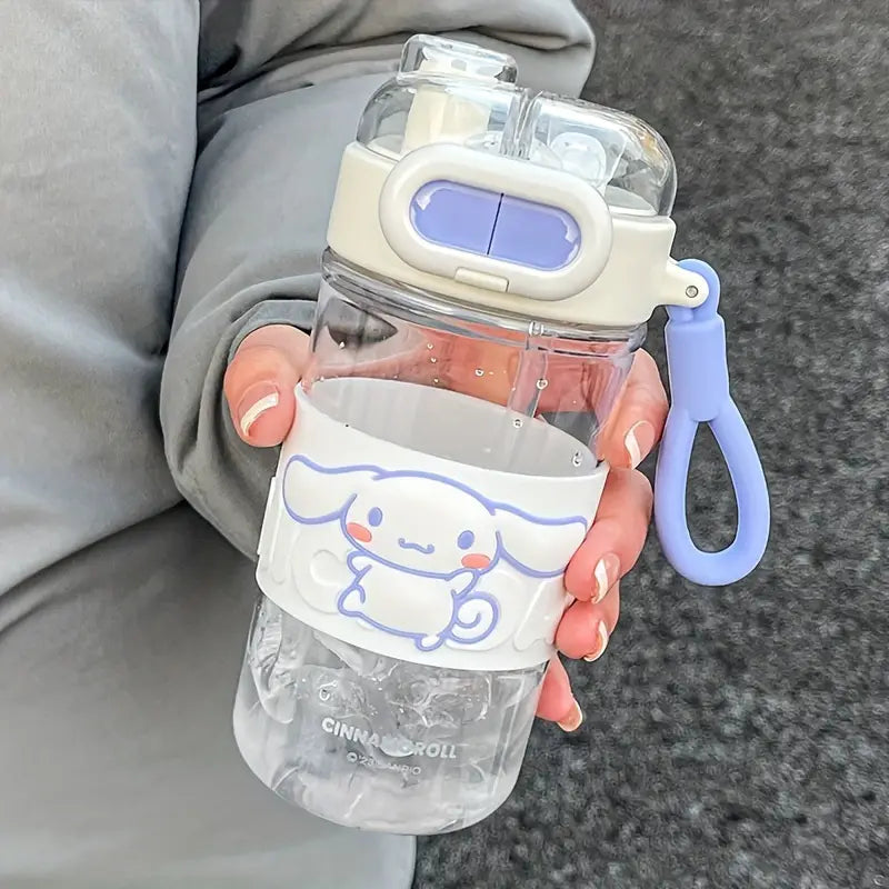 Dual drink plastic water bottle, leakproof, portable and reusable with straw-lid - perfect holiday gift.