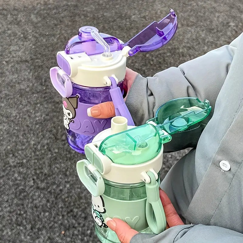 Dual drink plastic water bottle, leakproof, portable and reusable with straw-lid - perfect holiday gift.
