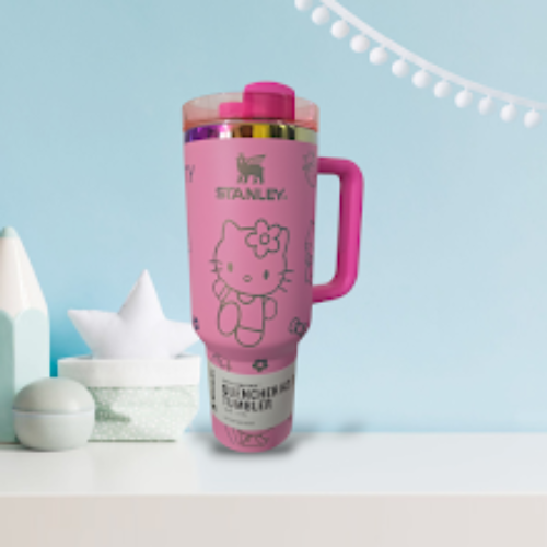 Hello Kitty pink bow quencher tumbler cup new in box laser engraved