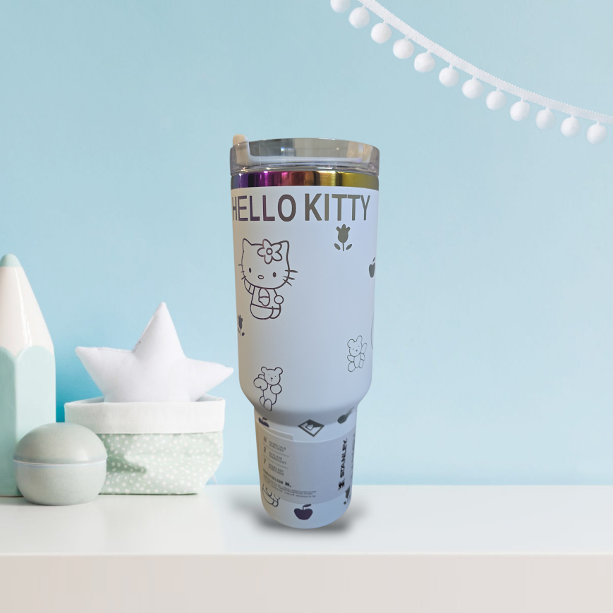Hello Kitty pink bow quencher tumbler cup new in box laser engraved