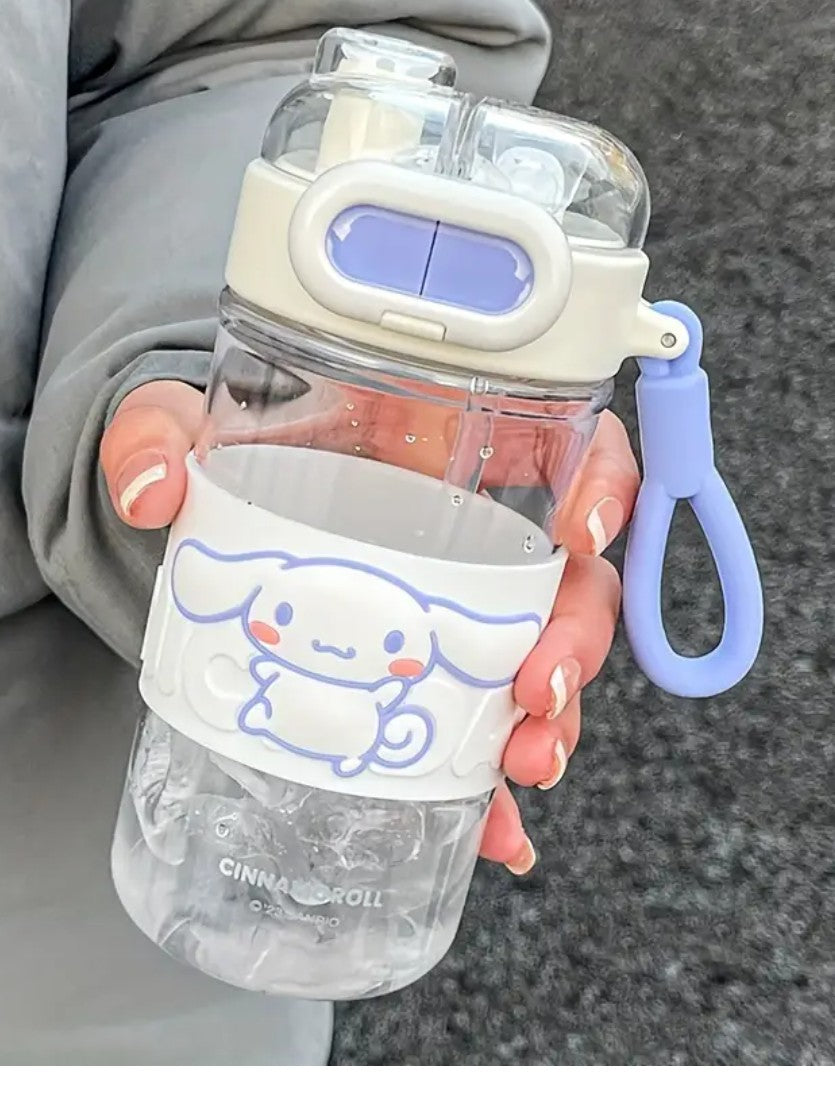 Dual drink plastic water bottle, leakproof, portable and reusable with straw-lid - perfect holiday gift.