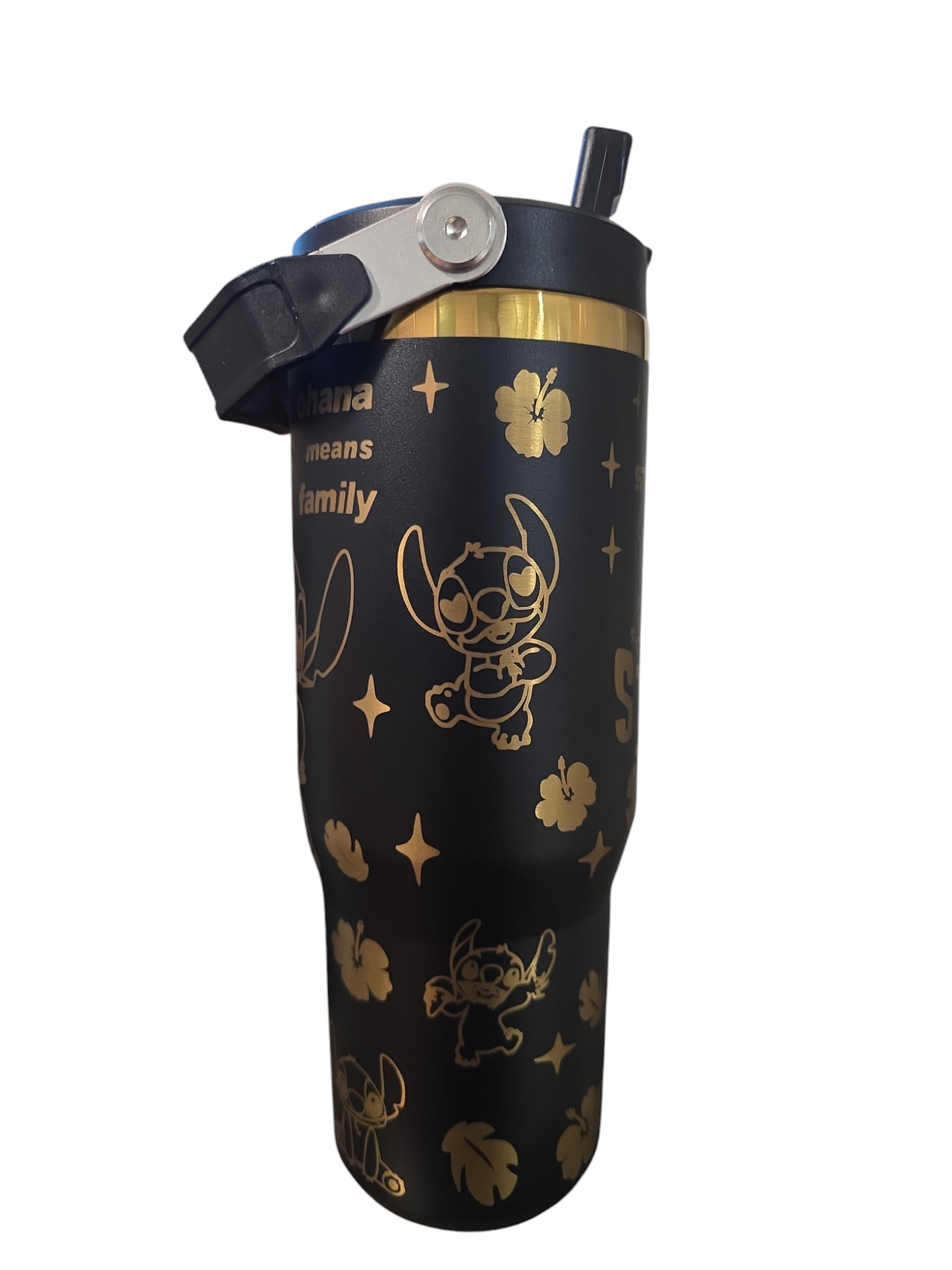 Stitch laser engraved tumbler cup water 30oz