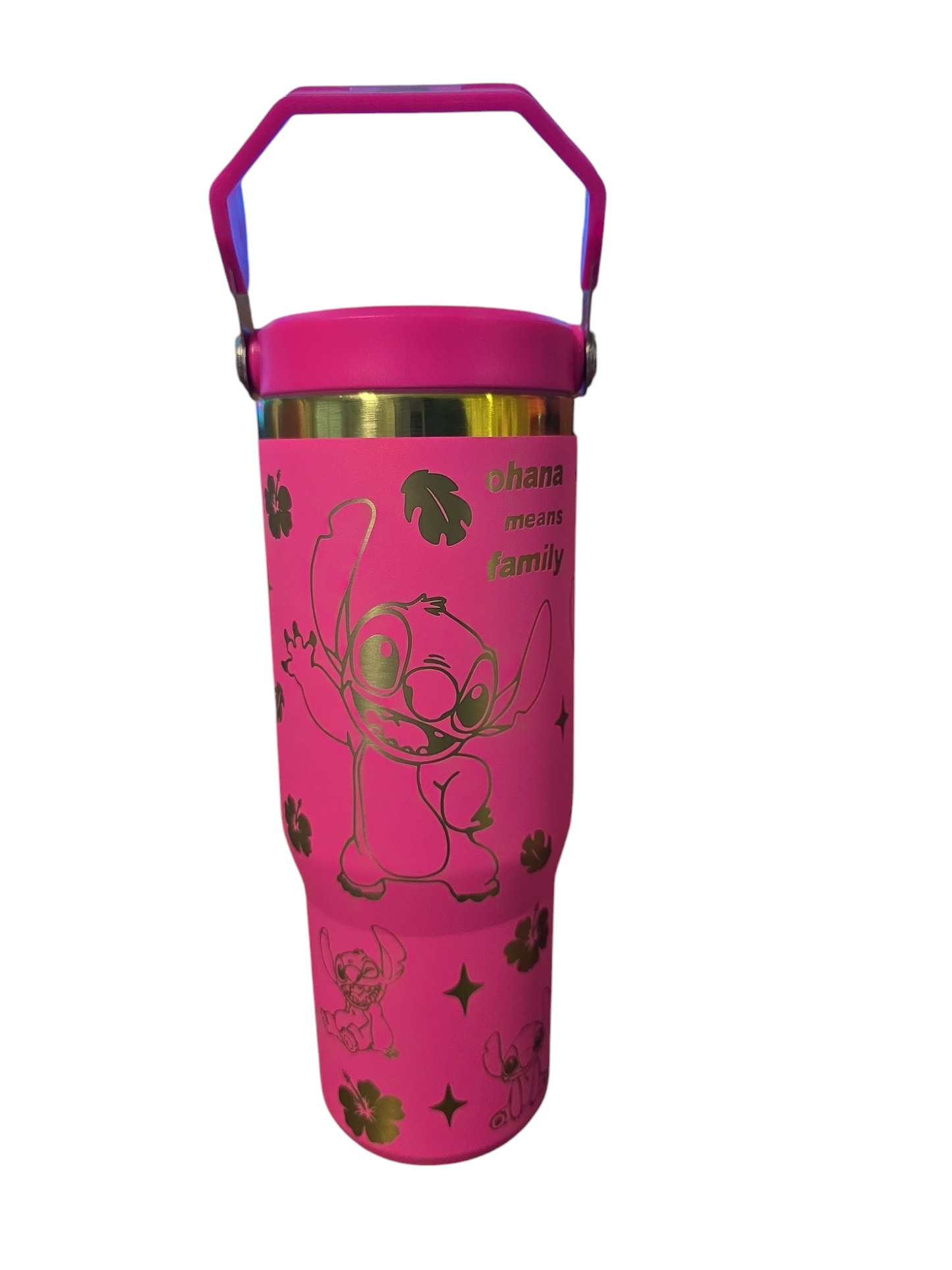 Stitch laser engraved tumbler cup water 30oz