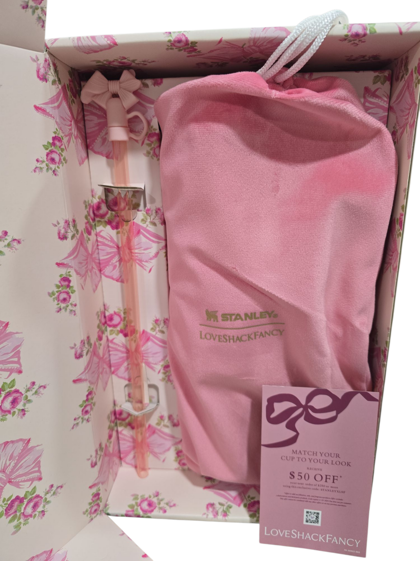The Stanley X LoveShackFancy bows Holiday Quencher | 40 OZ new in box tumbler bottle water vacuum cup stainless steel valentines gift for her