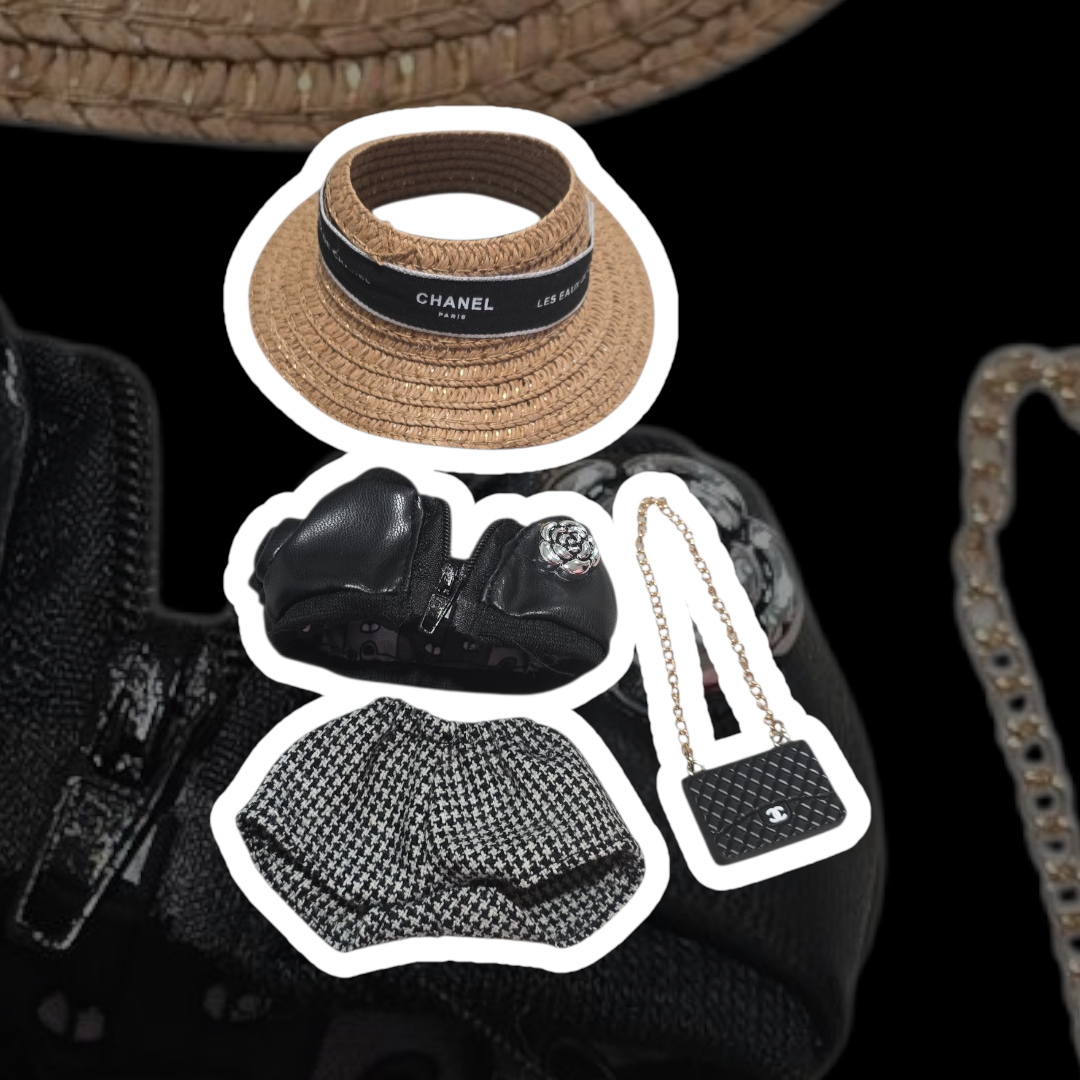 C17cm Doll Clothes Compatible with Labubu - Elegant Outfit with Hat, purse,shorts & Top, Premium Fashion Design for Labubu Doll (No Doll)channel inspired.