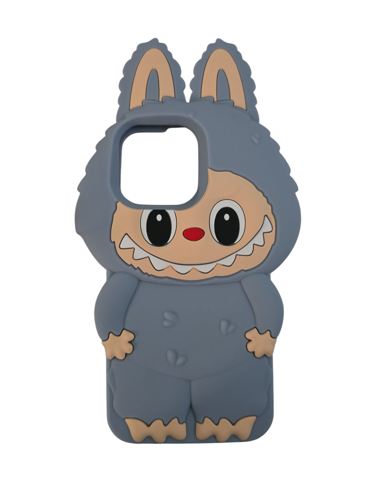 For iPhone 11 12 13 14 15 Pro Max Cartoon 3D Labubu Rubber Soft Phone Case Cover