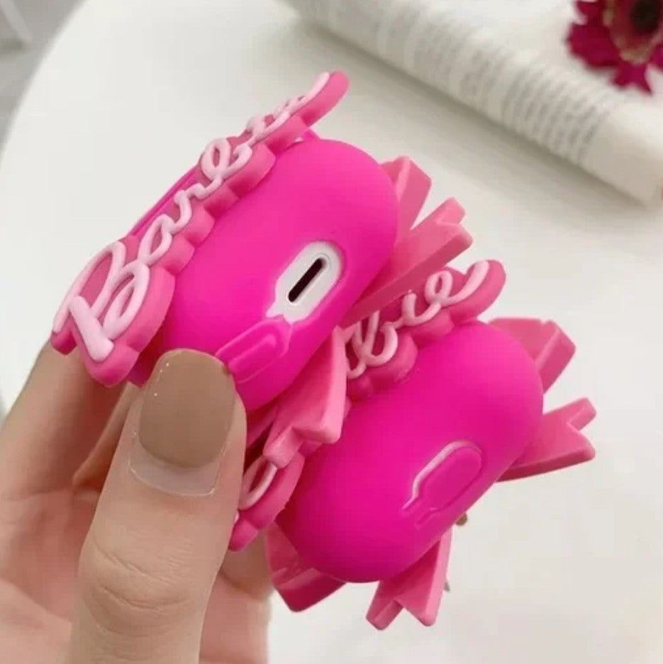 BARBIE Silicone Protective AIRPOD PRO CASE Shell w/CARRY LATCH Fuzzy Ball NEW!