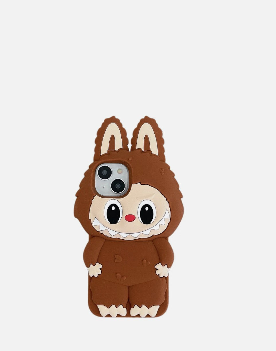 For iPhone 11 12 13 14 15 Pro Max Cartoon 3D Labubu Rubber Soft Phone Case Cover