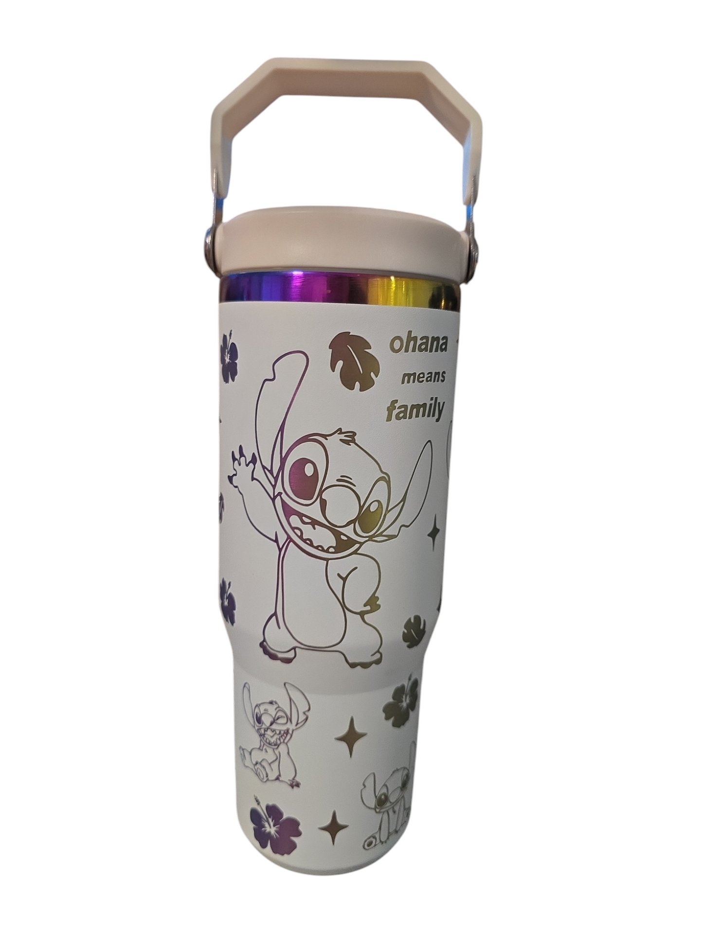 Stitch laser engraved tumbler cup water 30oz