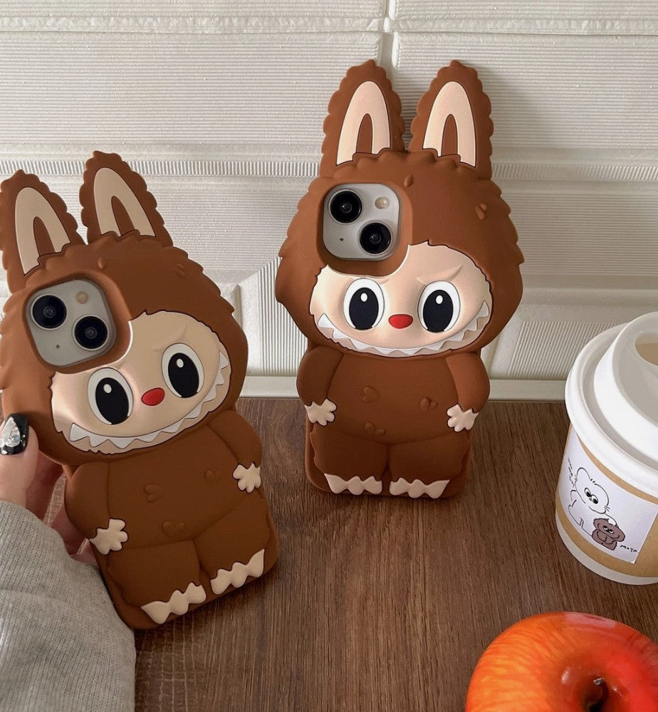 For iPhone 11 12 13 14 15 Pro Max Cartoon 3D Labubu Rubber Soft Phone Case Cover