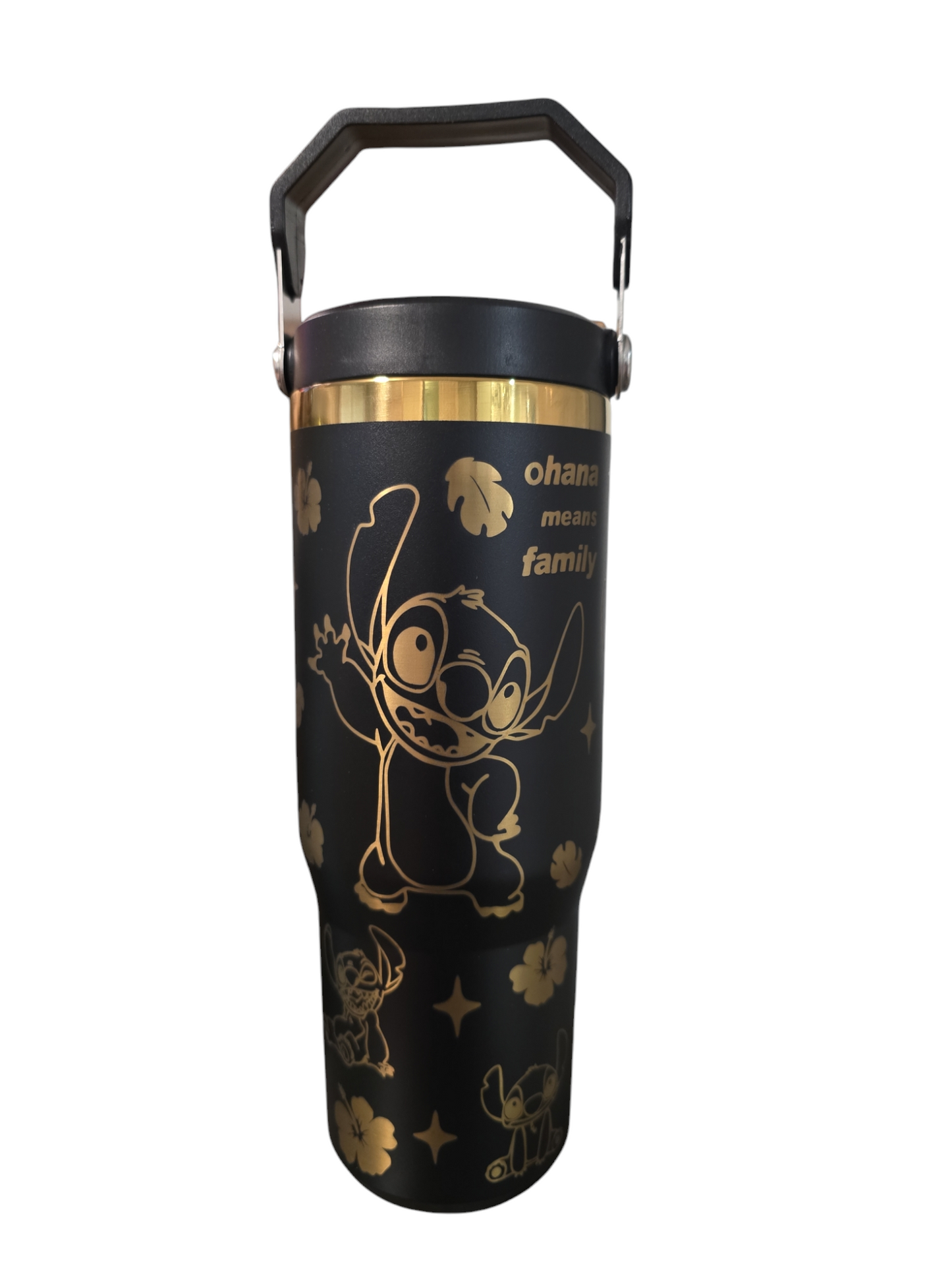 Stitch laser engraved tumbler cup water 30oz