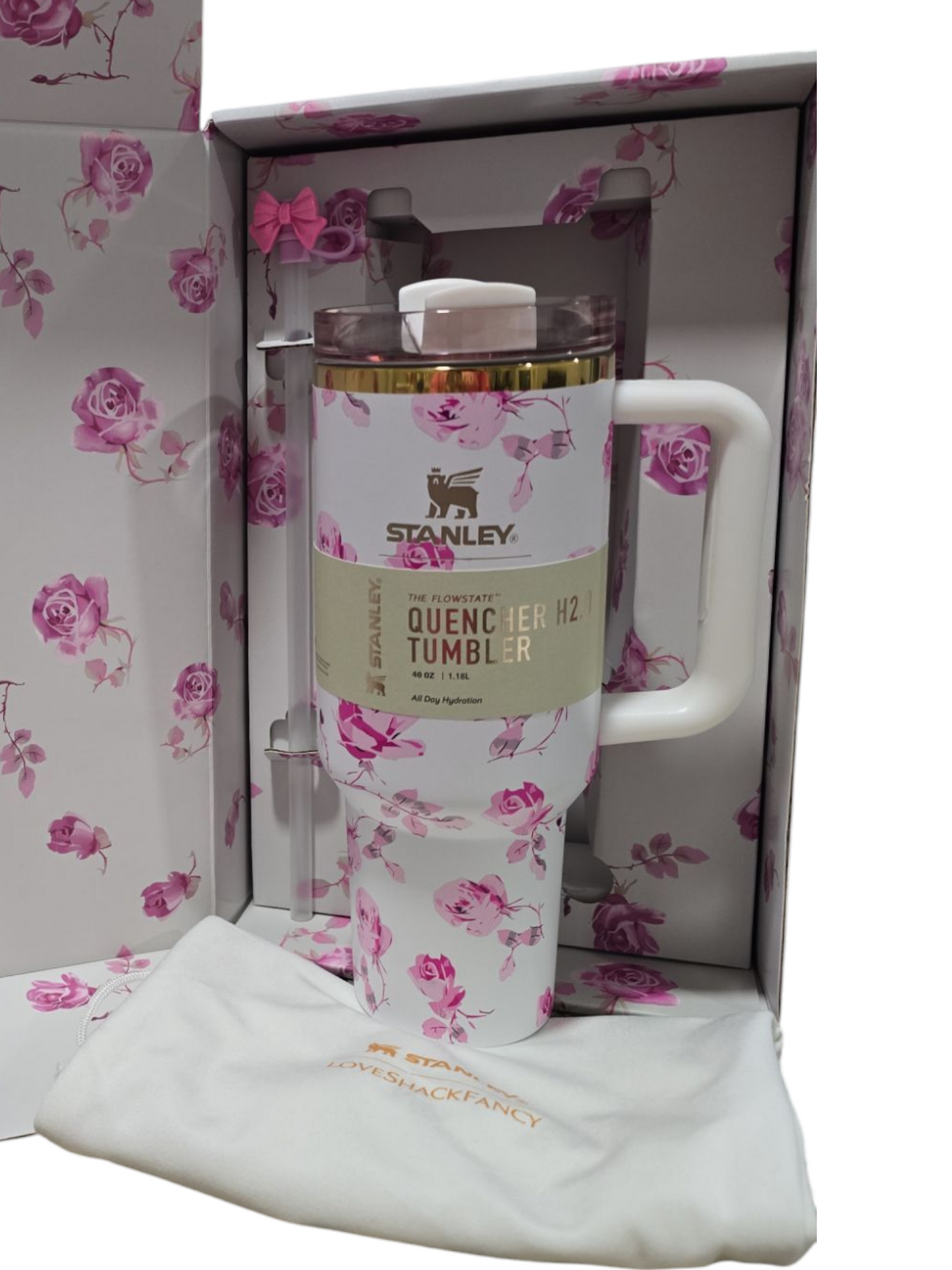 The Stanley X LoveShackFancy Holiday Quencher | 40 OZ new in box tumbler bottle water vacuum cup stainless steel valentines gift for her