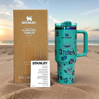 Stitch laser engraved tumbler 40oz cup with stitch stuffed basket free stitch straw topper