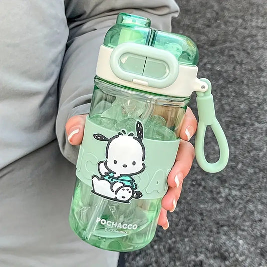 Dual drink plastic water bottle, leakproof, portable and reusable with straw-lid - perfect holiday gift.