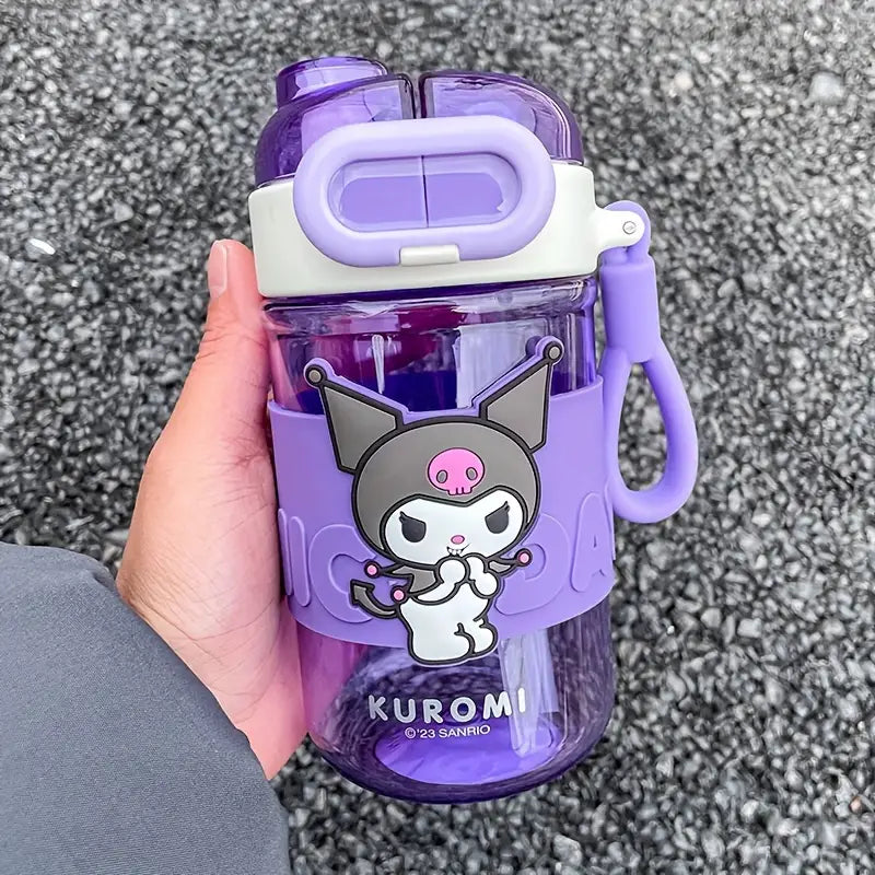 Dual drink plastic water bottle, leakproof, portable and reusable with straw-lid - perfect holiday gift.