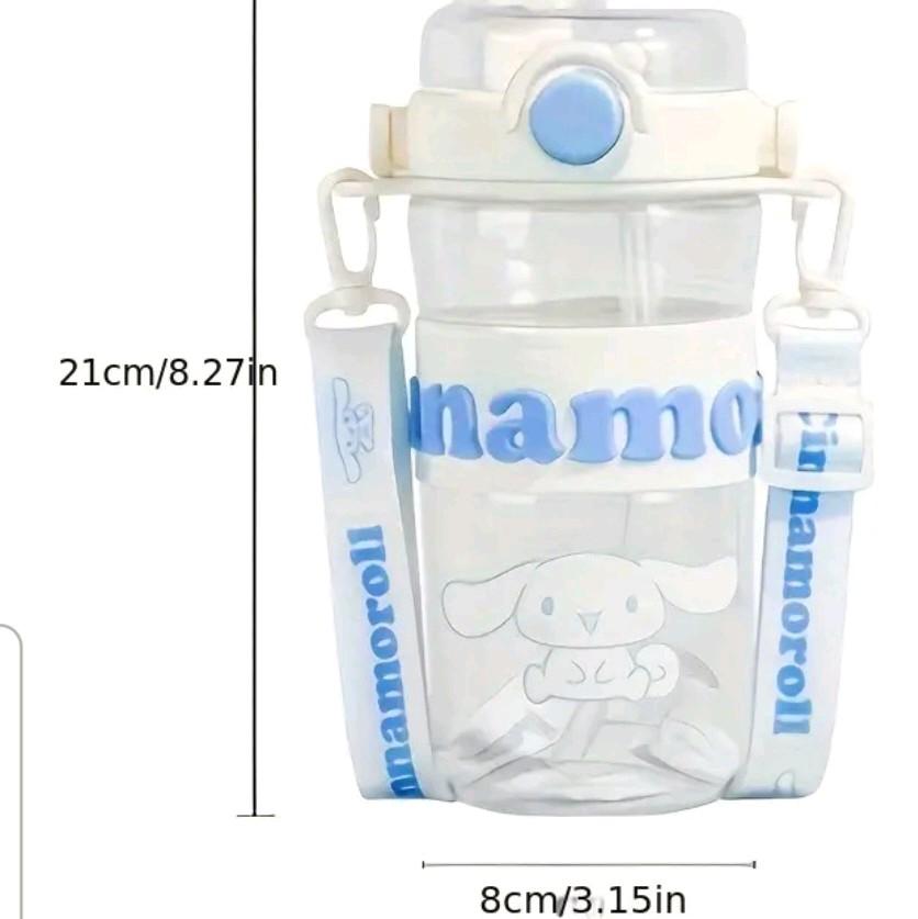 Cinamorroll, kuromi, My Melody clear bottle water with carrier and double sip option