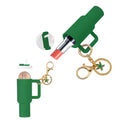 Mini Tumbler Keychain Chapstick HolderMini Stanley Cup Keychain for School Bag Handbag Backpack Cute Lip Balm Holder Keychains for Women(Green)