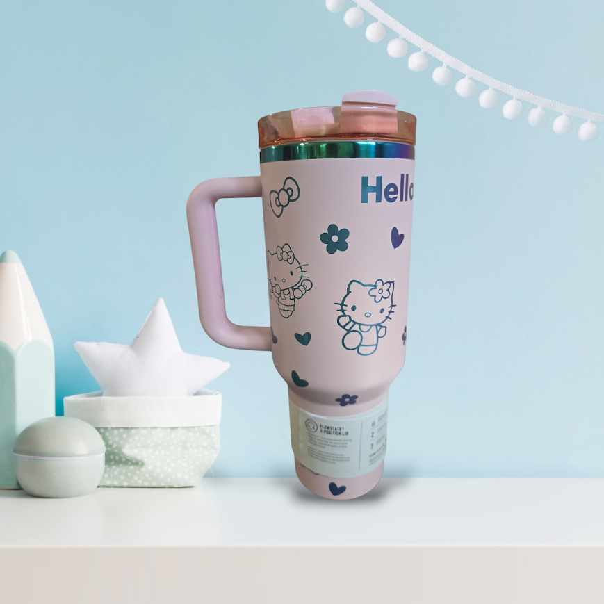 Hello Kitty pink bow quencher tumbler cup new in box laser engraved