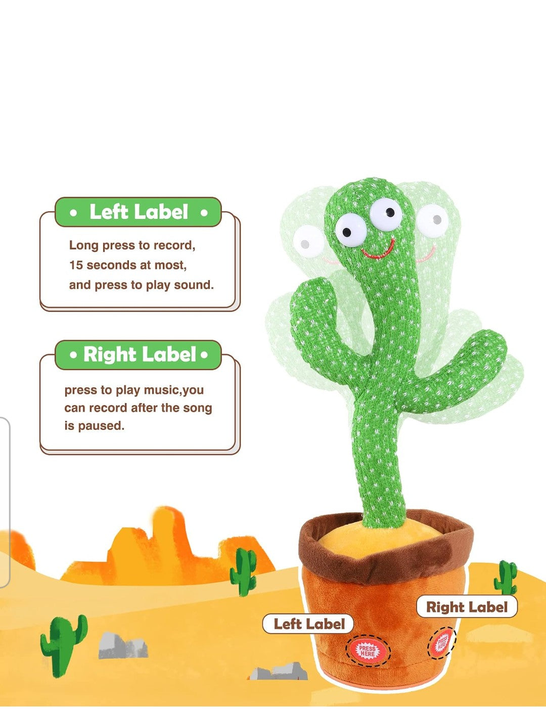 Light Up Your Child’s Day with the Talking Dancing Cactus – The Ultimate Interactive Plush Toy with 120 Songs!