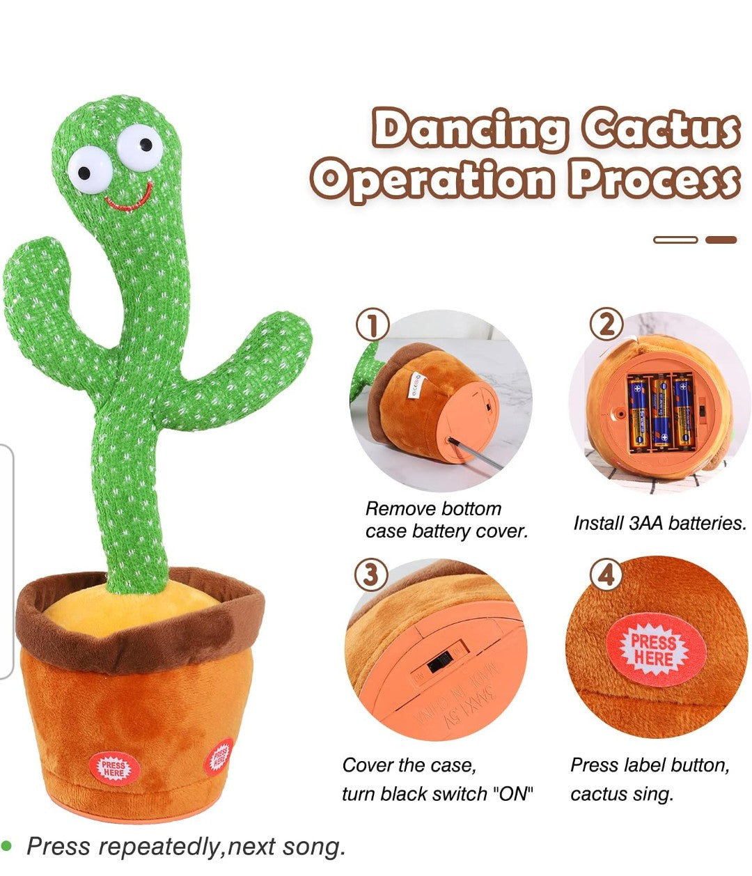 Light Up Your Child’s Day with the Talking Dancing Cactus – The Ultimate Interactive Plush Toy with 120 Songs!