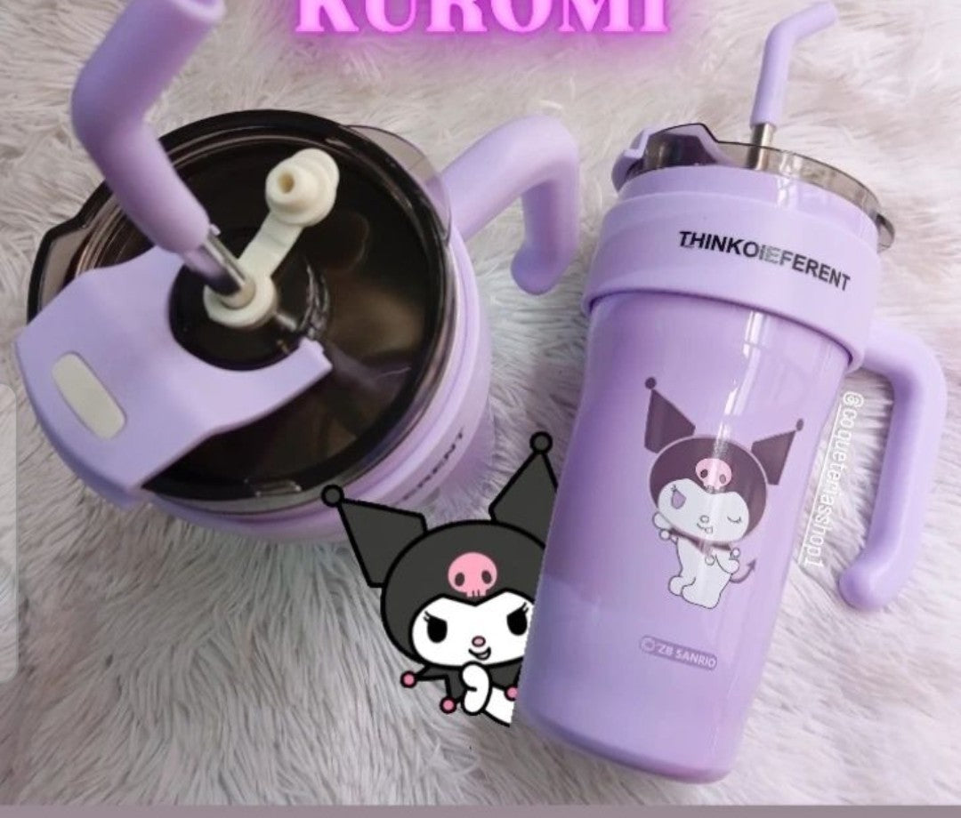 Tumbler Stainless Steel Vacuum Insulated Flask with lid and Straw 860ml Cup Flip Efficient Retention Cold and Heat Water Bottle Travel Coffee Mug (Purple)