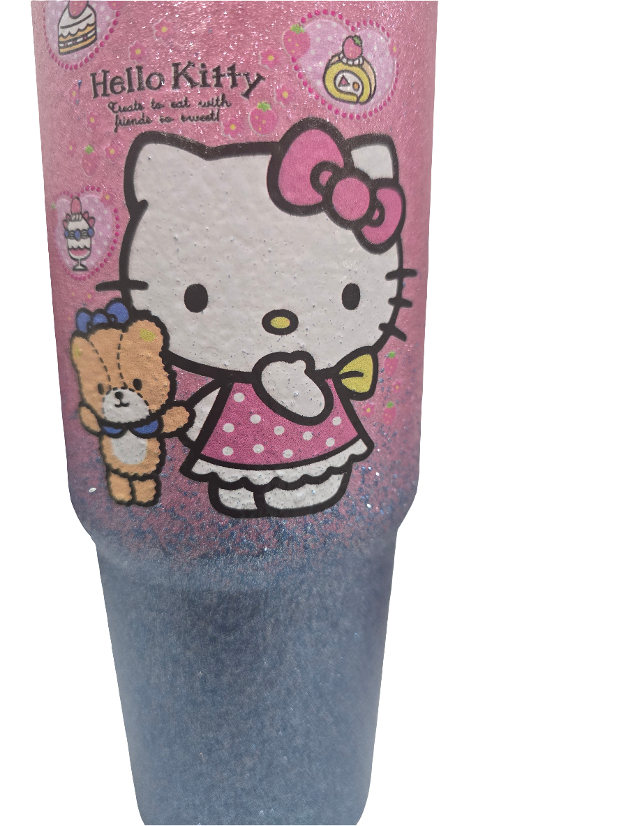 Hello Kitty, insulated bottle water - large capacity, portable with straw with lid for outdoor and home use 900 ml, 30 oz.