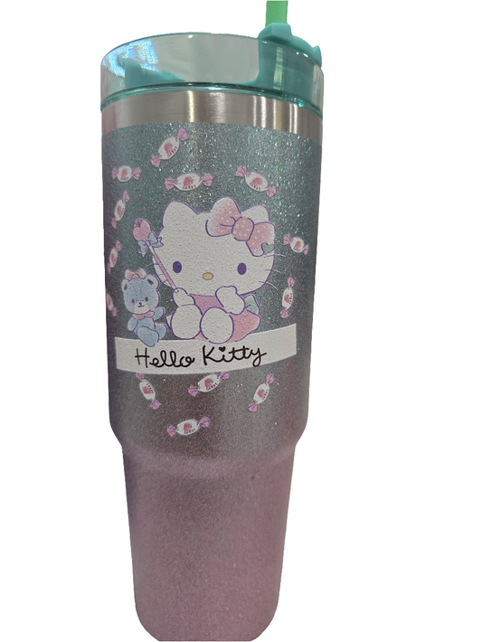 Hello Kitty, insulated bottle water - large capacity, portable with straw with lid for outdoor and home use 900 ml, 30 oz.