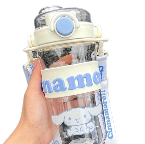 Cinamorroll, kuromi, My Melody clear bottle water with carrier and double sip option
