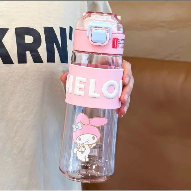 620 ml Cute Sanrio characters bottle water with hanger and lock in lip and filter