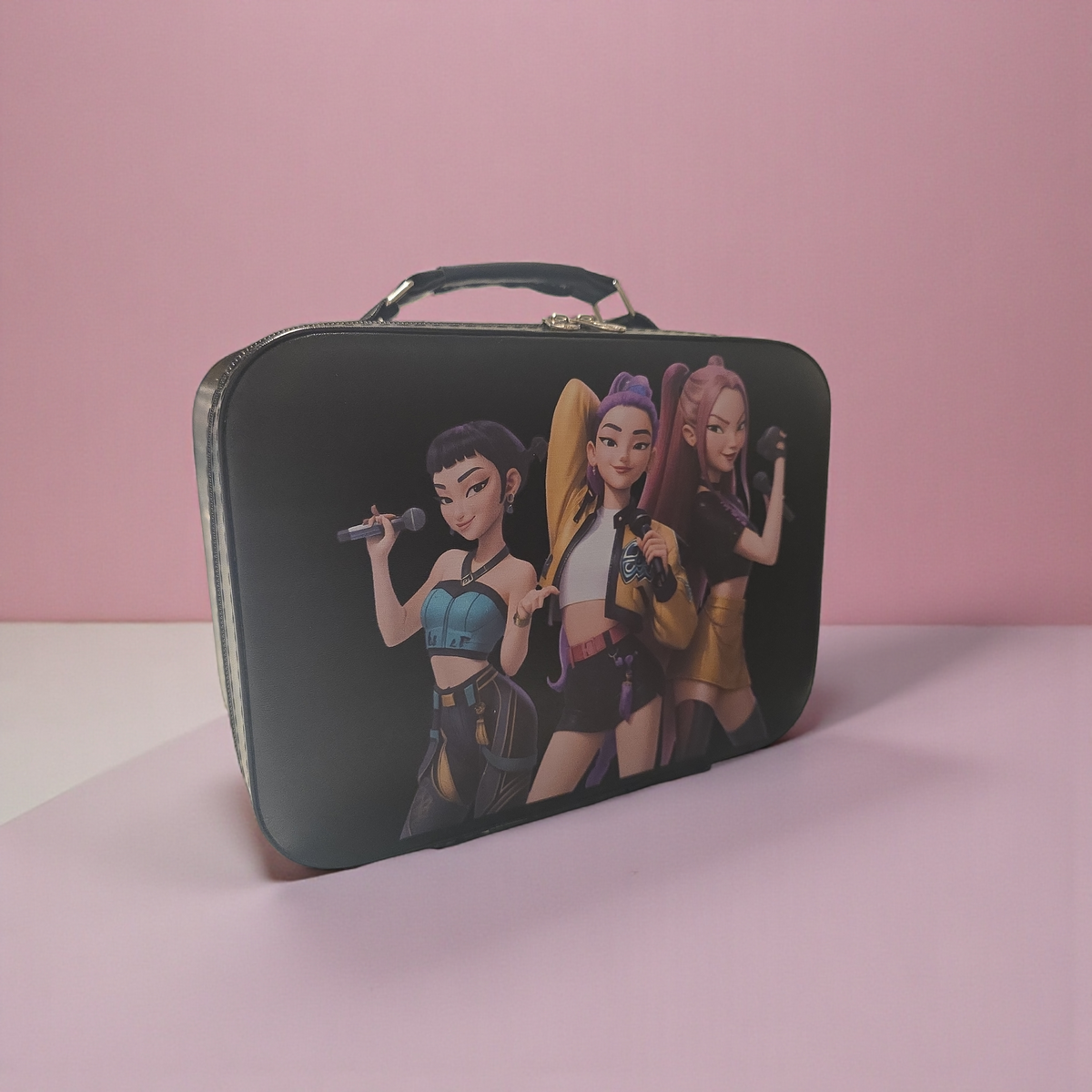 Kpop hunters 3d print design High Quality Zippered Pencil Folding Bag Makeup Luxury Elegant Cosmetic Bag with Mirror Storage Travel Cosmetic Bag