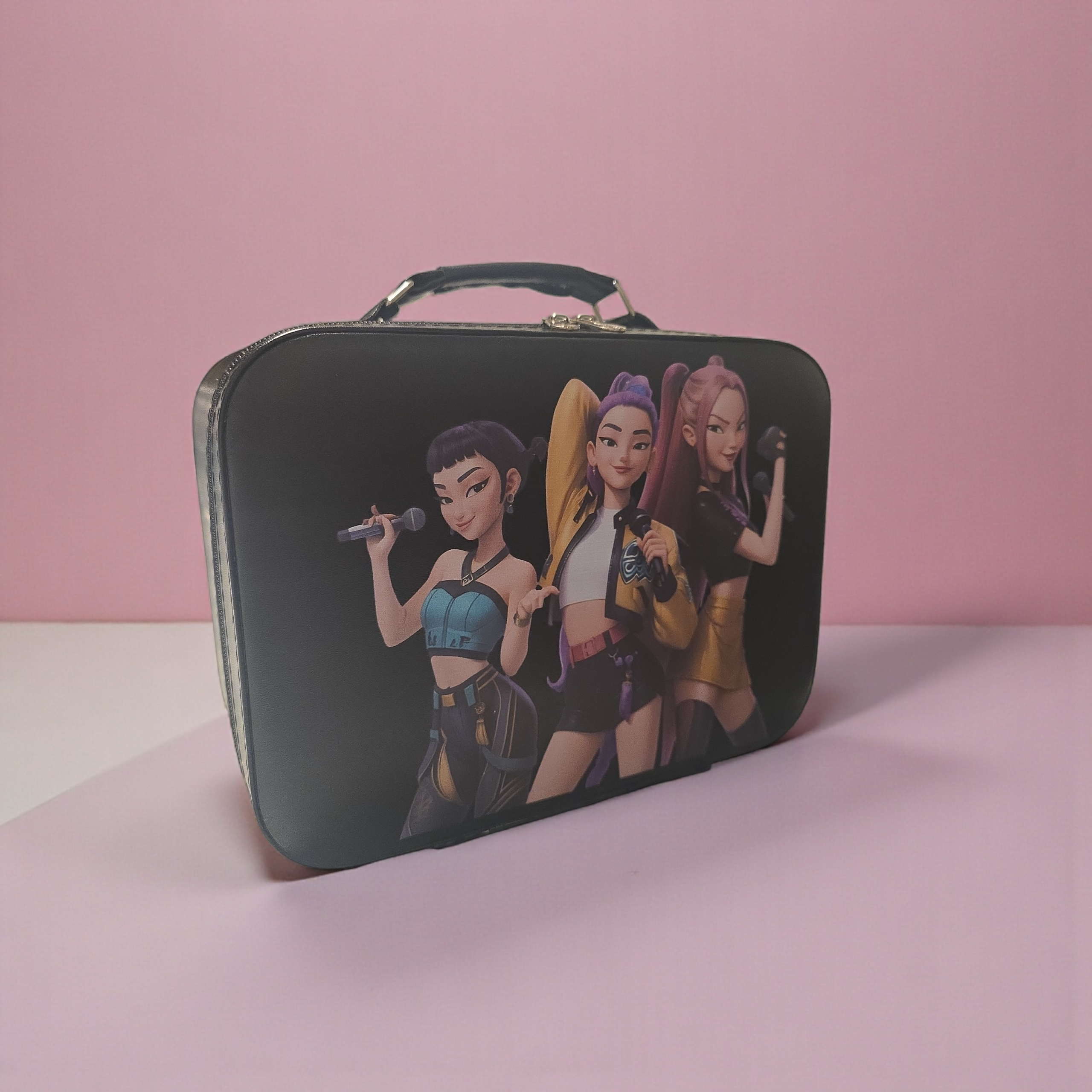 Kpop hunters 3d print design High Quality Zippered Pencil Folding Bag Makeup Luxury Elegant Cosmetic Bag with Mirror Storage Travel Cosmetic Bag