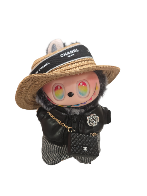 C17cm Doll Clothes Compatible with Labubu - Elegant Outfit with Hat, purse,shorts & Top, Premium Fashion Design for Labubu Doll (No Doll)channel inspired.