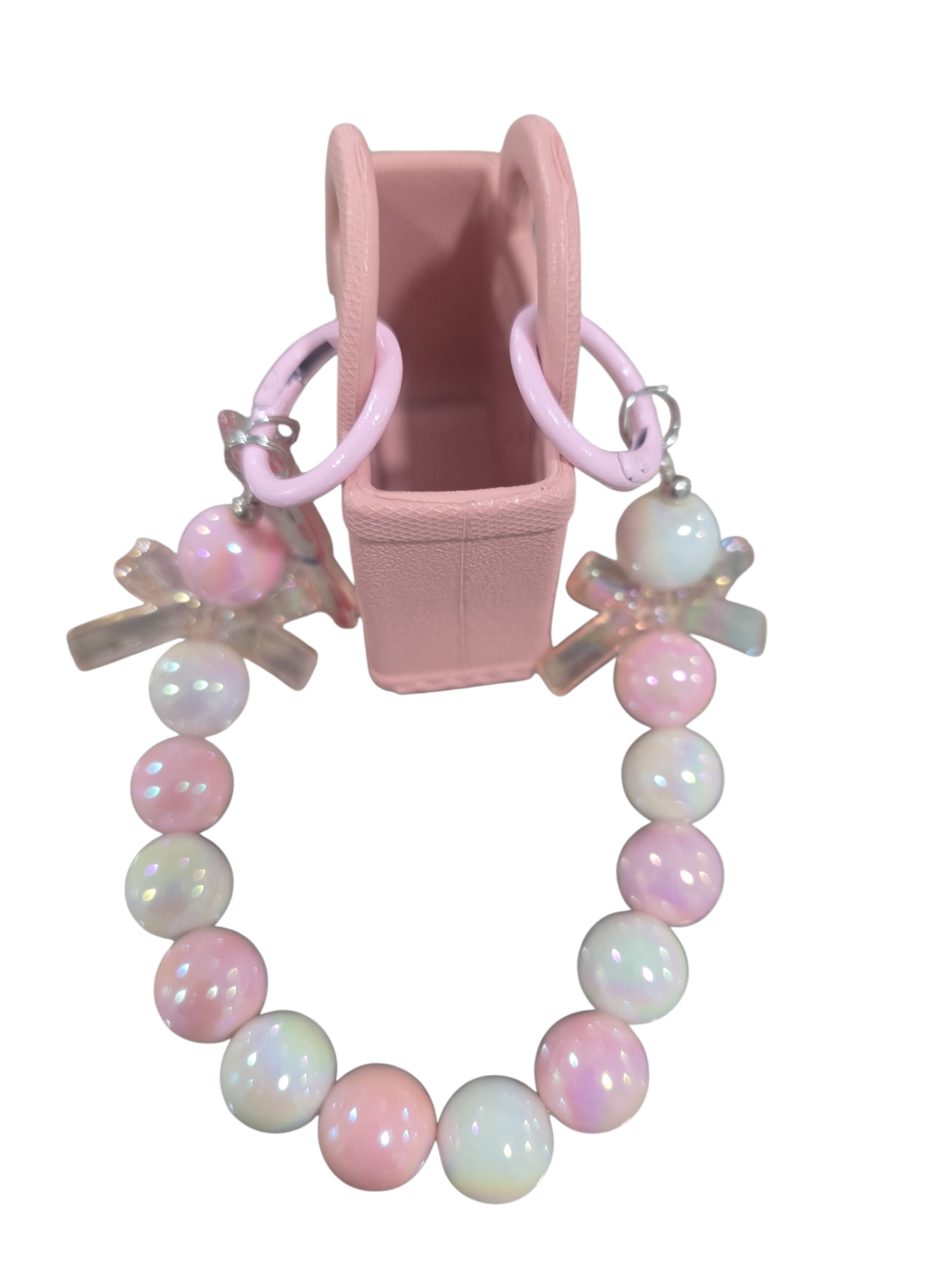 Beaded charm keychain with a cartoon animal decoration little bag