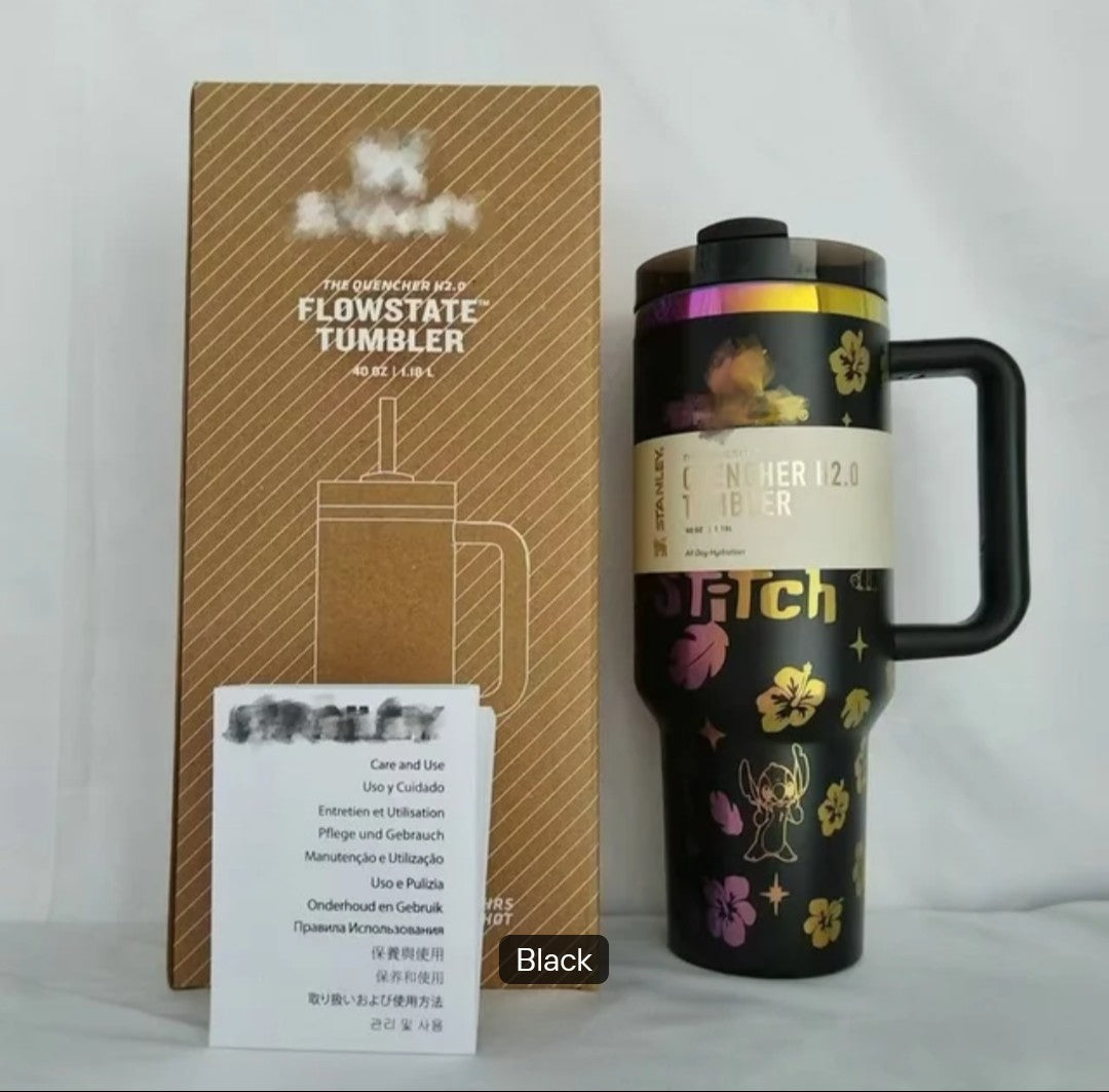 Stitch Tumbler -40oz Custom laser engraved Cup, Double-Wall, Leakproof Lid, Summer Water Bottle, Cute Gift.