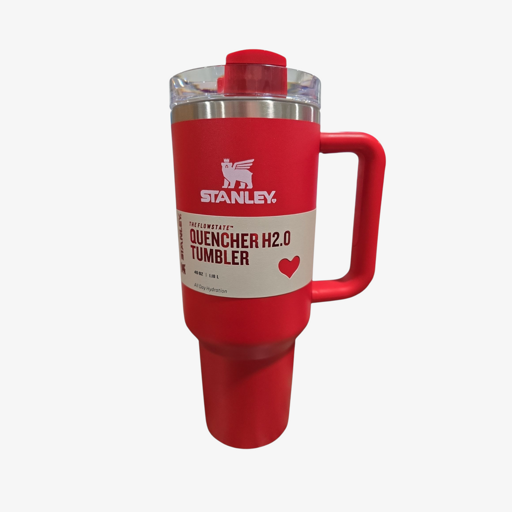 Valentine's basket red stanley and plushie build voice all together