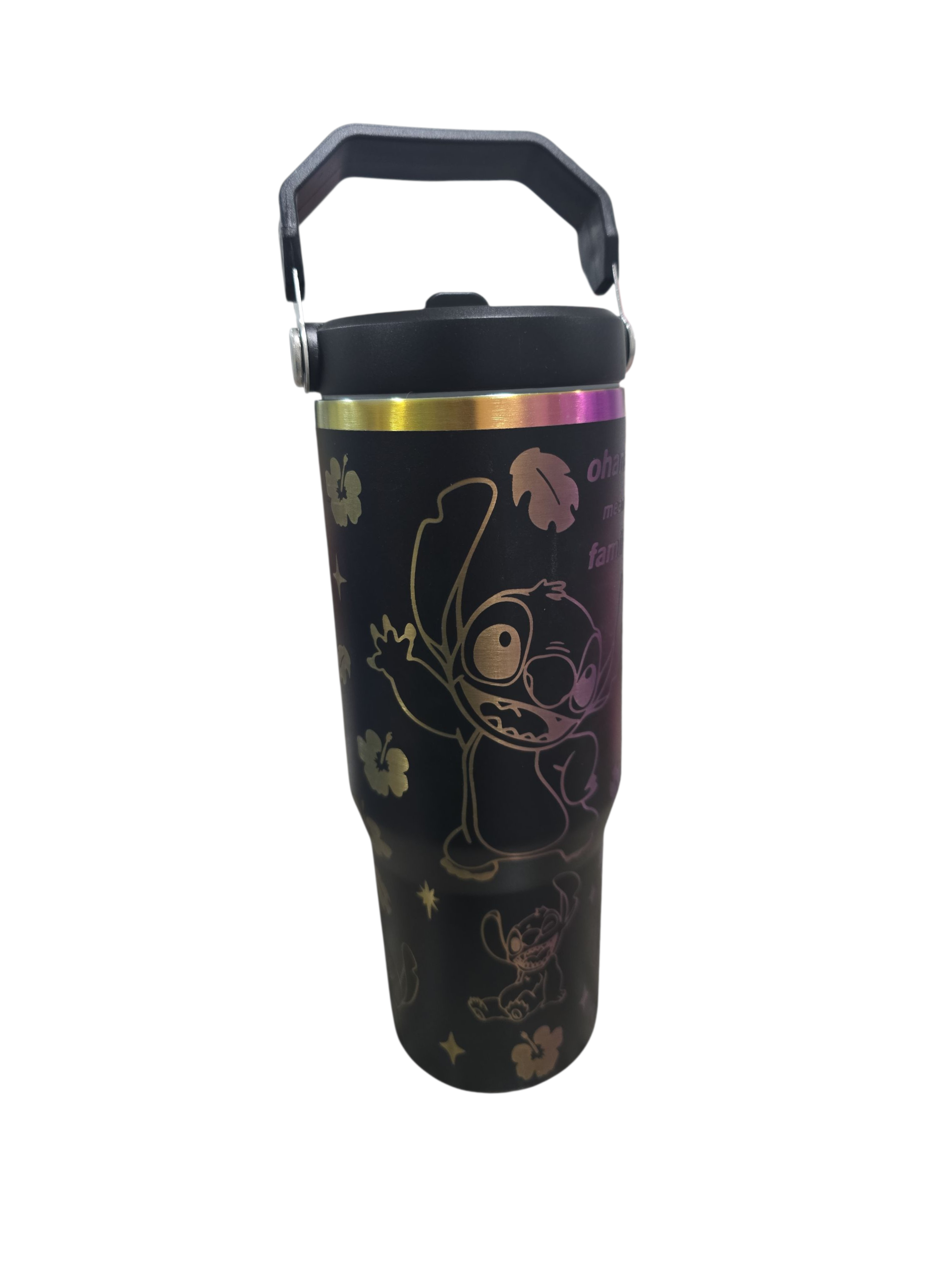 Stitch laser engraved tumbler cup water 30oz with stuff basket gift