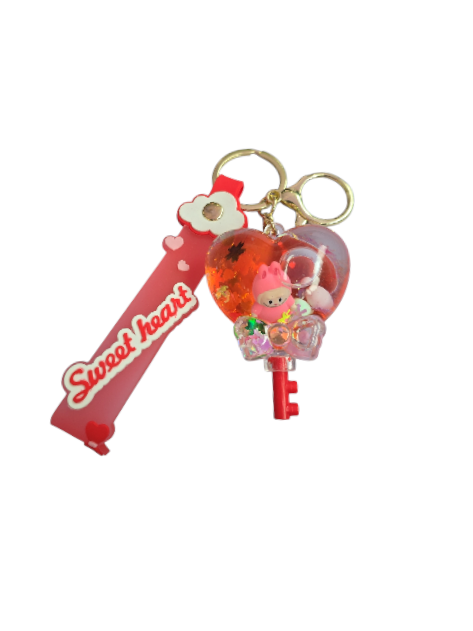 Cute Liquid Heart balloon Key Chain Creative Quicksand Snowflake Floating Jelly Bean Keyring Backpack Pendant KeychainGift