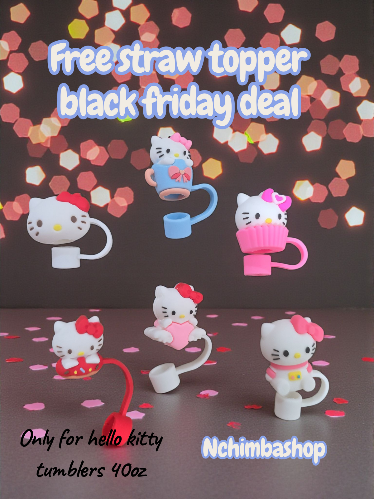 kitty tumber cup 40oz quencher with decals and laser engraved decoration with straw