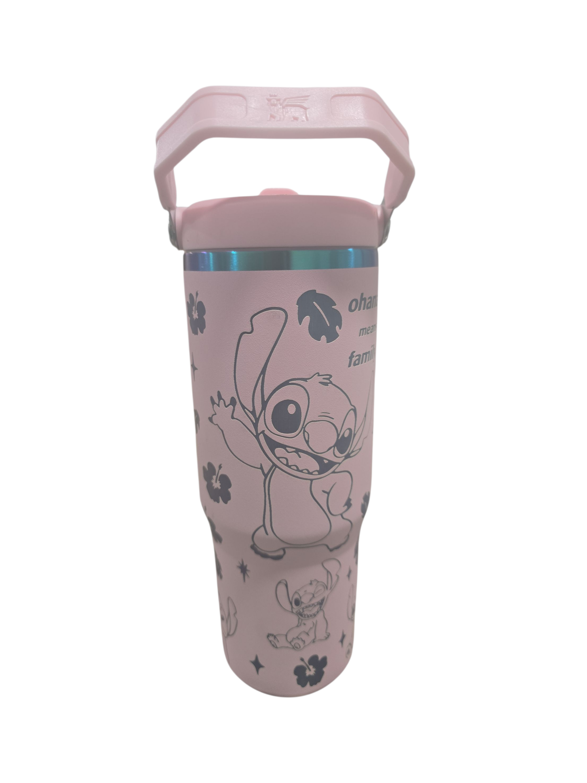 Stitch laser engraved tumbler cup water 30oz with stuff basket gift