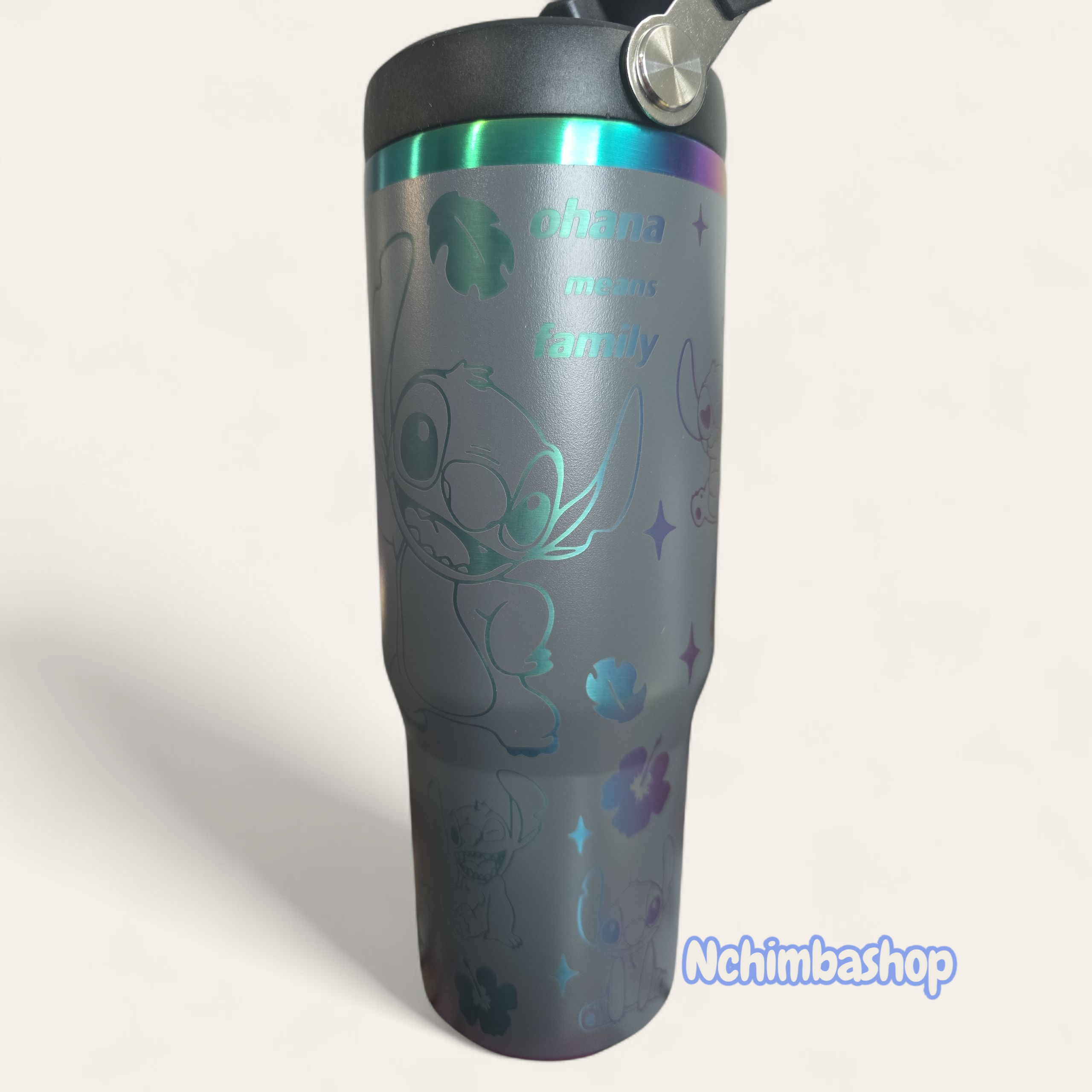 Stitch laser engraved tumbler cup water 30oz