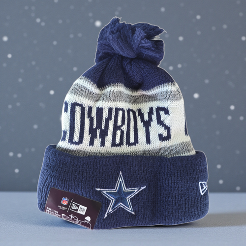 Dallas Cowboys Primary Logo Stripe Pom Beanie