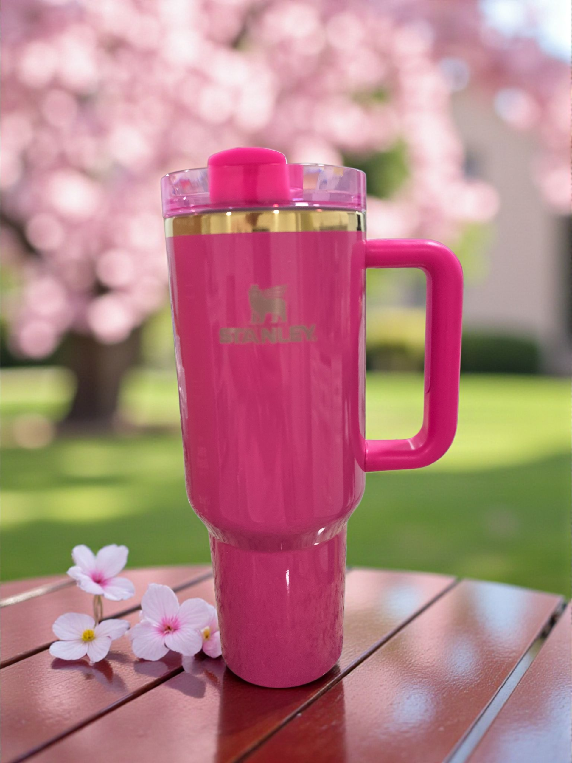 Custom design tumbler cup sparkling 40oz new in box with color straw.