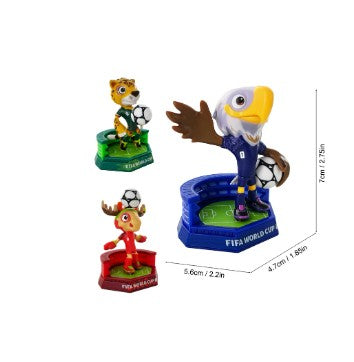 FIFA 2026 World Cup Official Licensed Mascot Figurines Set of 3 (Maple, Zayu & Clutch), Collectable Soccer Figures