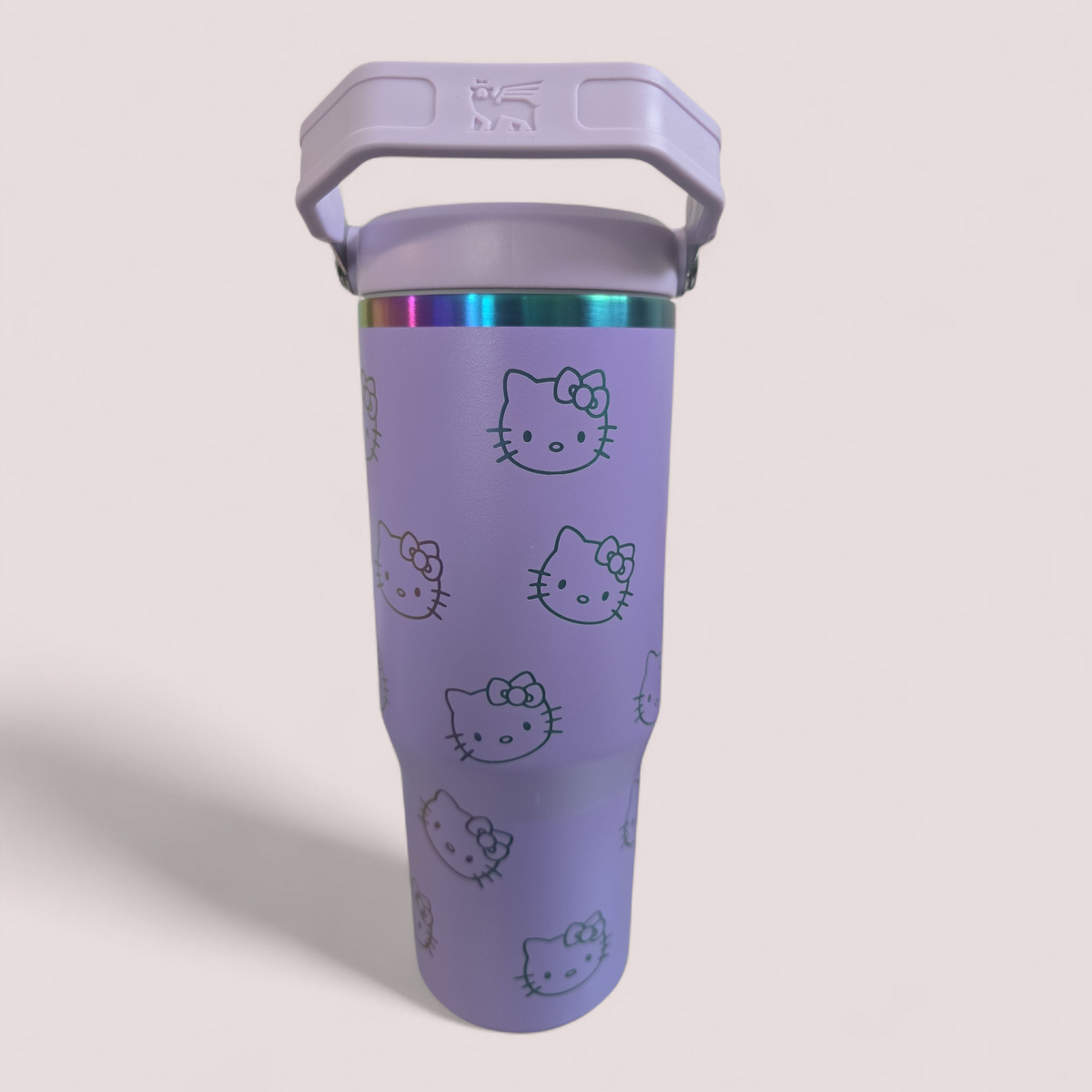 Hello kitty kawaii style laser engraved tumbler cup water 30oz with handle easy carrier.