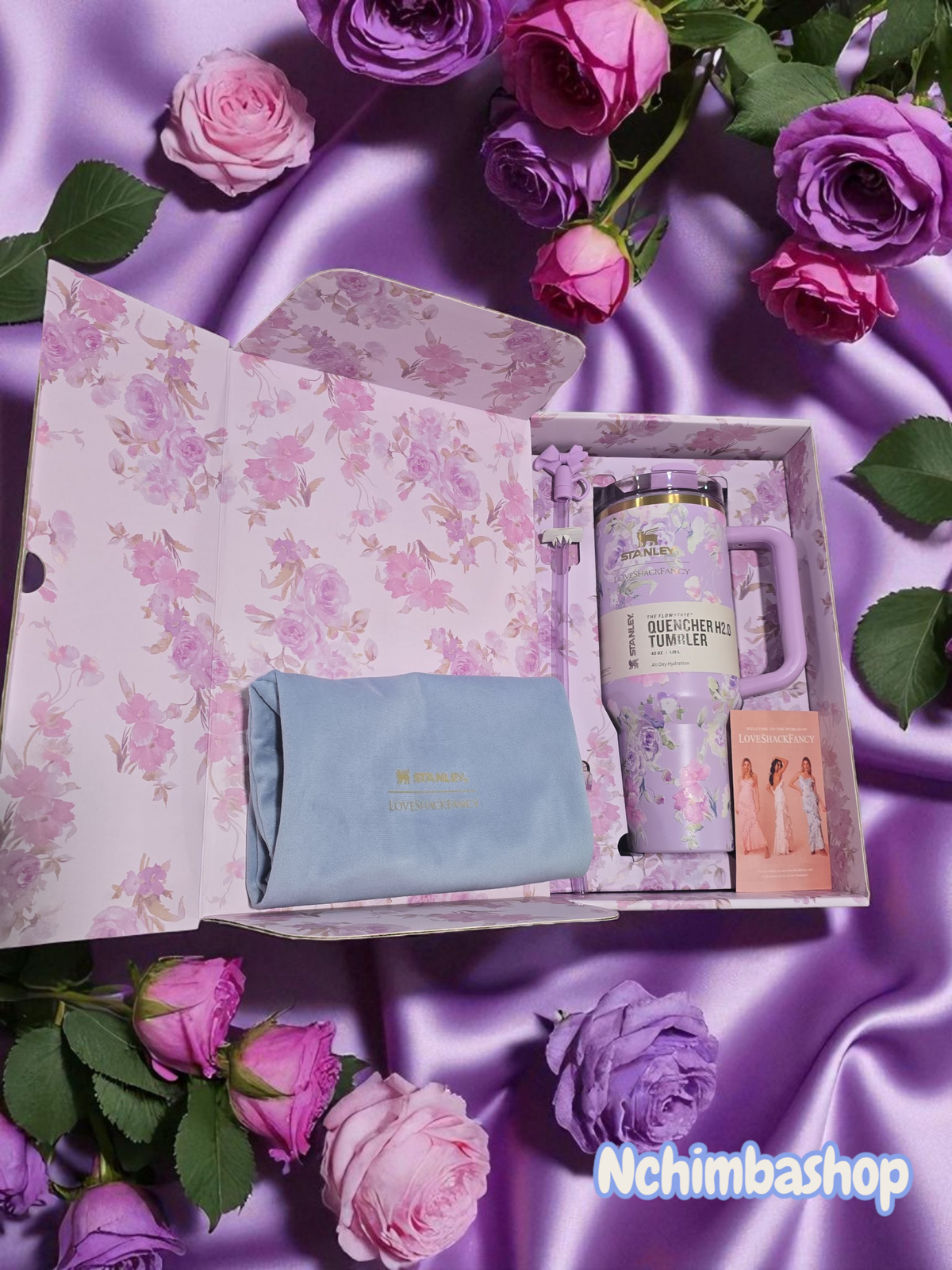 The X LoveShackFancy style  Holiday Quencher | 40 OZ new in box tumbler bottle water vacuum cup stainless steel christmas gift for her