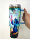 Stitch & Lilo Stanley Tumbler -40oz Custom Cup, Double-Wall, Leakproof Lid, Summer Water Bottle, Cute Gift. Quencher 40oz free stitch straw topper included elegant box.