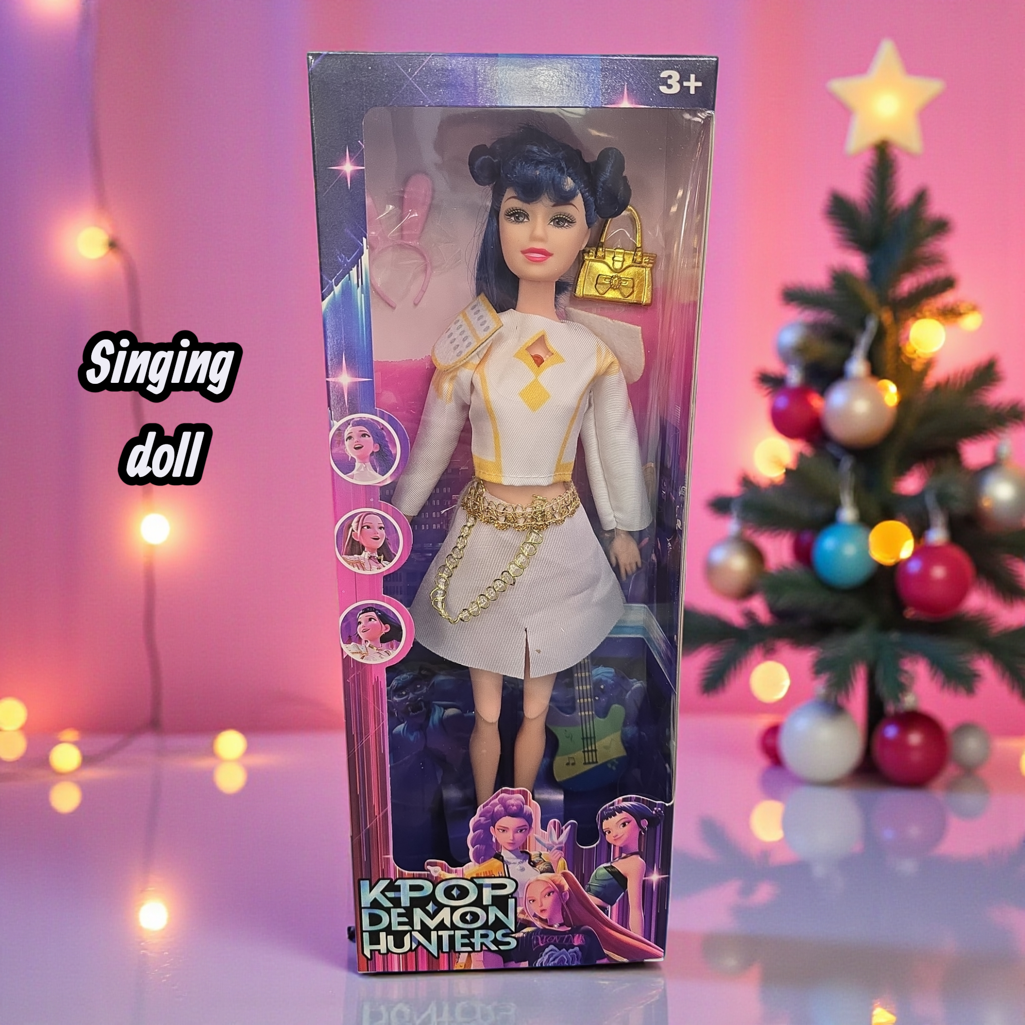 KPop Demon Hunters singing Girl 1 Figure Series Cute Shape  Pvc Model Toy with guitar and purse