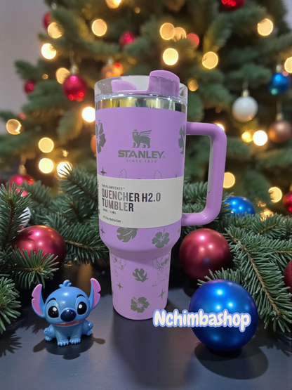 Stitch laser engraved tumbler 40oz cup with stitch stuffed basket free stitch straw topper