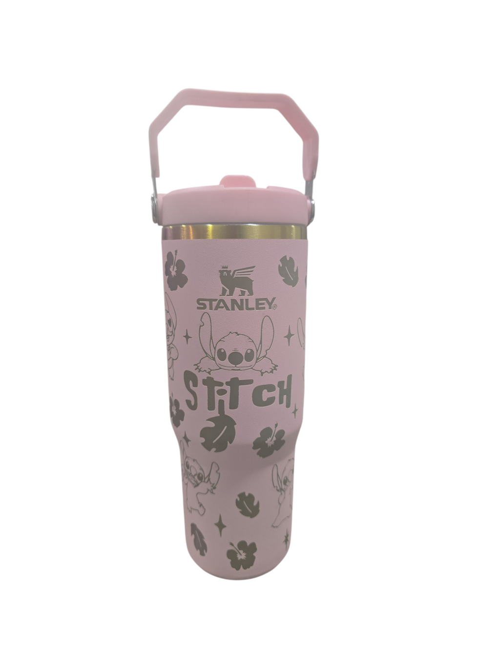 Stitch laser engraved tumbler cup water 30oz with stuff basket gift